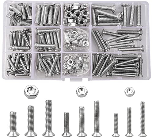 240 Stück M4 M5 M6 Kreuzsenkkopf-Maschinenschrauben Bolzen und Mutter aus Edelstahl 304 Flachkopf-Kreuzschrauben Kreuz-Bolzen und Mutter Set(20/25/30mm)
