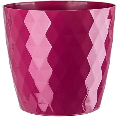 B2C Flowerpot Round Plastic plant pot Crystal Modern Decorative Small Medium Large 7 sizes 9 coolours (Amaranth, 14 cm)