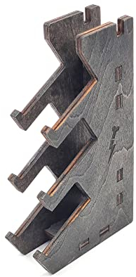 FlashBone Fingerboards | 3 + 1 Fingerboard Rack | (4 Slots Mini) | mit FlashBone Logo (Dark Wood) | Dunkles Holz Halterung Ständer Regal für 4 Fingerskateboards mit Zubehör