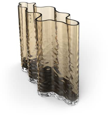 Cooee Design Gry Wide Vase 19cm Cognac, Glasvase, Tulpenvase, Cognac-Farbe