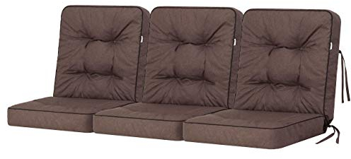 Bankauflage für Gartenmöbel, Gartenbank, Polsterauflage für Hollywoodschaukel, Auflagen für Gartenschaukelkissen, Sitzkissen, Stuhlauflage, Indoor/Outdoor - Braun - 150 cm (3 x 50 cm)