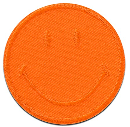 Mono Quick Smiley Orange - Aufnäher, Bügelbild, Aufbügler, Applikationen, Patches, Flicken, zum aufbügeln, Größe: 5 x 5 cm
