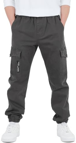 CAMLAKEE Kids Boys Elasticated Waist Slim Fit Cargo Joggers