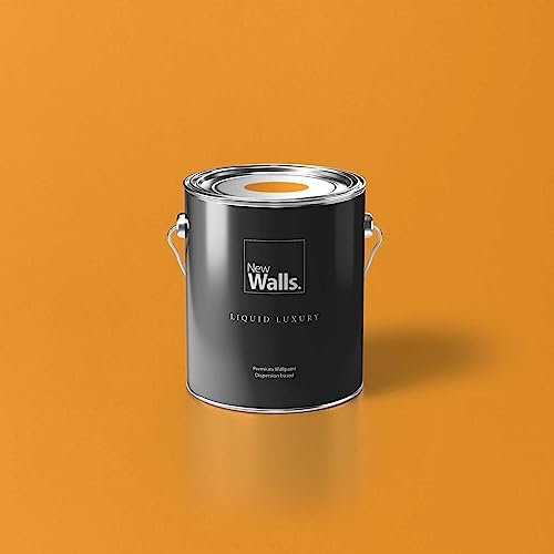 New Walls Premium Wandfarbe Gelb, Honiggelb Liquid Luxury Dispersionsfarbe für Innenräume – 2,5 L