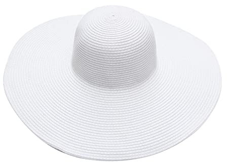 Bongrace Women's Straw Beach & Gardening Hats - Foldable Sun Hats for Ladies & Girls - White