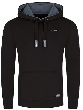 DENIMFY Hoodie Herren Regular Fit DFBenno Kapuzenpullover Pullover Schwarz L, Größe:L, Farben:Black (64000)