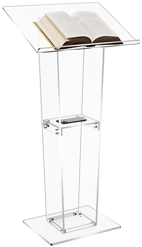 solaround Acryl Clear Podium Stand mit Speicher Regal, Pult Rednerpult für Kirchen, Konferenz, Reden, Hochzeiten, Klassenzimmer (Transparent)