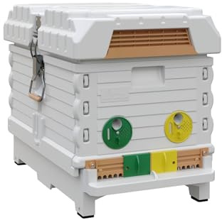 Apimaye Insulated 7 Frame Langstroth Nucleus Assembled Bee Hive Set (White Hive with No Frames)