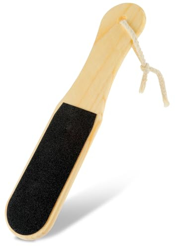 GEEHUA Pedicure Foot File, Wooden Double-Sided Feet Scrubber Reusable Professional Pedicure Tool with Handle for Callus, Dry, and Dead Skin Removal Elbows, Feet, Heels