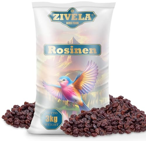 3kg Natürliche Rosinen für Vögel - Ideale Leckereien für Ihre gefiederten Freunde - 100% natürlich Futterrosinen | Rosinen für Vögel 3kg | Wildvogelfutter | Ganzjahresfutter energiereich
