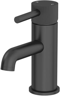 Architeckt® Fluted Bathroom Basin Sink Mixer Tap Modern Mono Round Single Lever Handle Faucet for Sinks, Matt Black
