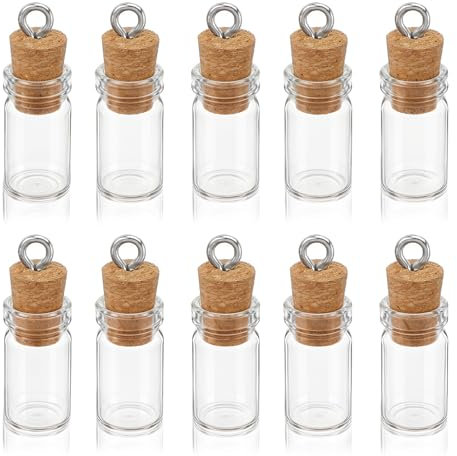 Mabor 10Pcs Small Glass Bottles with Cork, Mini Glass Wishing Bottles Spell Jars Message Tiny Glasses Jars with Cork Lids/Stoppers for DIY Crafts