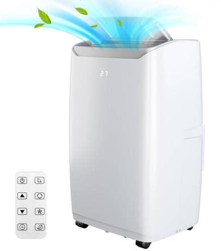 Leise tragbare Klimaanlage 12000 BTU für Räume bis 550 Quadratfuß, 3 in 1 Klimaanlage mit Entfeuchter und Lüftermodus, Schlafmodus, Timer
