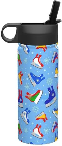 Hockey Elements - Botella de agua de acero inoxidable con pajilla, 18 onzas, para viajes al gimnasio al aire libre