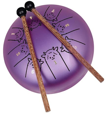 BESPORTBLE 5.5 Inch Stainless Steel Tongue Drum Metal Handpan Percussion Instrument for Adults and Children Zodiac Goat Design Steel Pan Drum Set with Mallets Suitable for Beginner
