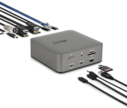 StarTech Dock Thunderbolt 5 USB4, Triplo 4K 144Hz, Doppio 8K 60Hz, 140W | Doppio 8K a 60Hz, Fino a doppio 6K 60Hz per Mac, Compatibile Windows e Mac, Power Delivery