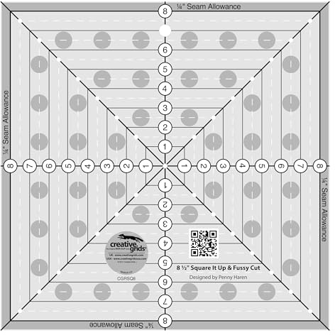 Creative Grids Quilting Ruler 8-1/2in Square It Up or Fussy Cut Square by Creative Grids