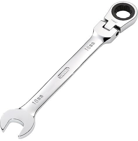 Draper 52020 Hi-Torq Metric Flexible Head Ratcheting Combination Spanner, 18mm