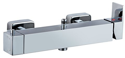 Wirquin 60721402 Mitigeur de douche mécanique carré avec inverseur céramique intégré, chromé