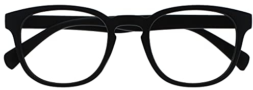 OPULIZE Pop Fernbrille Kurzsichtigkeit Keck Rund Matt Rahmen Federscharniere Kratzfest Schwarz Herren Damen M2-1 -1.50