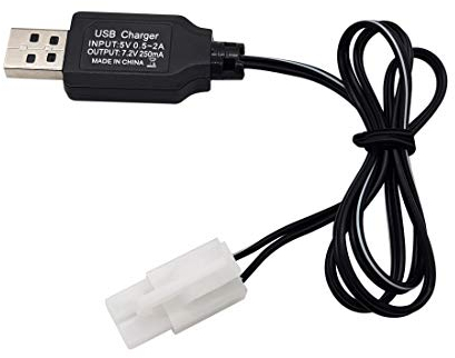 Gecoty® 7.2V Battery Charger, USB Charge Cable for 7.2V Ni-Cd/Ni-MH Rechargeable AA Battery Pack with Tamiya Plug