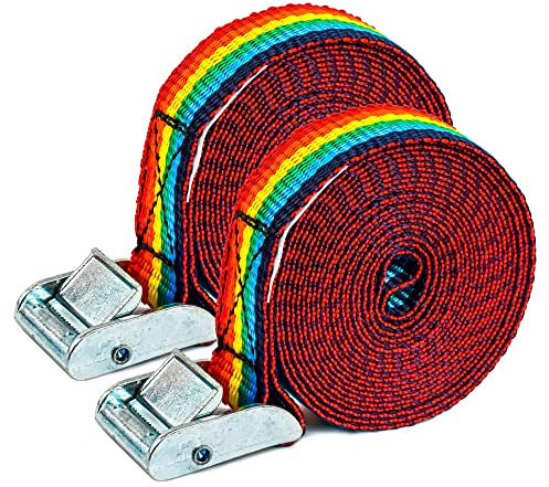 T25 - Sangle à Boucle Professionnel. Résistance rélle a la Rupture 500 kg. 3 m/25 mm de Sangle Lot de 2 Pièces. 027048025612