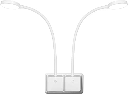 ENUOTEK Luces Flexo Apliques de Lectura Pared LED Regulable Blanca con Enchufe Interruptor Tactil 4W 350Lm Luz Neutra 4000K para Enchufe Europeo Sin Función de Control Remoto Lot de 2