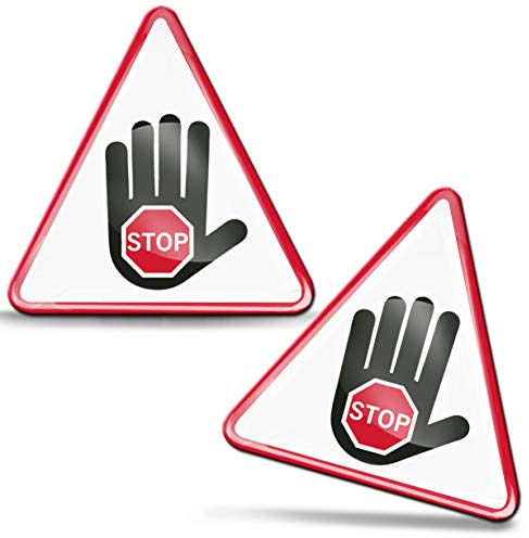 SkinoEu® 2 x Aufkleber 3D Gel Silikon Achtung Warnung Hinweis Strom Warnschilder Warning Sticker Gefahrenzone Hör auf Hand Alarmanlage Warnschild Hochspannung Biohazardaufkleber KS 129