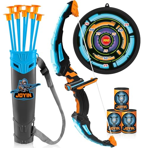 JOYIN Bogen und Pfeil Bogenschießen Spielzeug-Set für Kinder, Light Up Bogenschießen Spielset mit leuchtenden Bogen, 9 Saugnäpfe Pfeile, Ziele, und Köcher