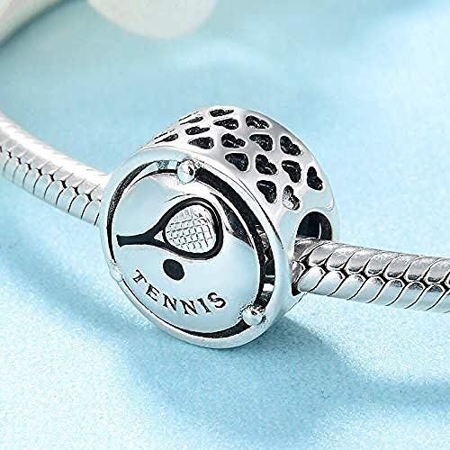 Charm Anhänger,Tennis Muster Halskette 925 Sterling Silber Perlen Anhänger Passform Original Charm Frauen Armband Armreif Diy Schmuckherstellung
