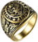 Flongo Herren-Ring Siegelring Männer Ring Daumenring aus Edelstahl Bandring Gold Russische Staatsflagge Staatswappen Motorradfahrer Biker Herren-Accessoires Größe 70