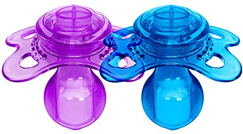 LittleForBig Großer Saugerschild Schnuller der Generation-3 in Erwachsenengröße Candy Gloss 2 Paci Pack- Blau &Lila-Set