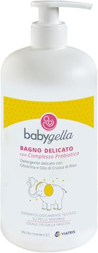 Babygella Bagno Delicato, Detergente Neonato con Complesso Prebiotico, Glicerina e Olio di Crusca di Riso, Confezione da 500 ml