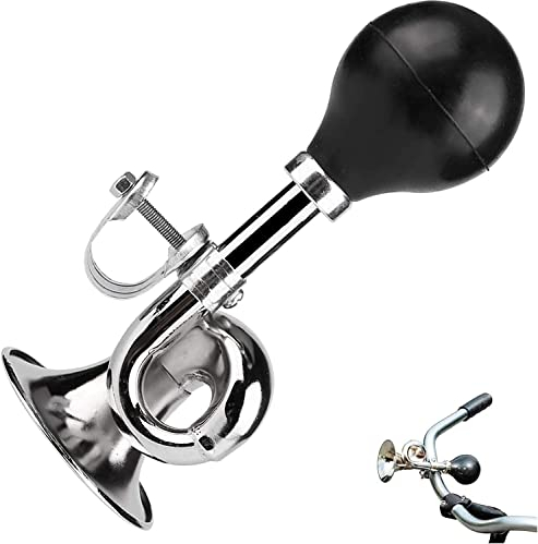LATRAT Premium Qualität Classic Vintage Fahrrad Radfahren Air Horn Gummi, Fahrradglocke Glocke Fahrradklingel Verchromt Ballhupe mit Verstellbarer Schelle für Lenkerbefestigung