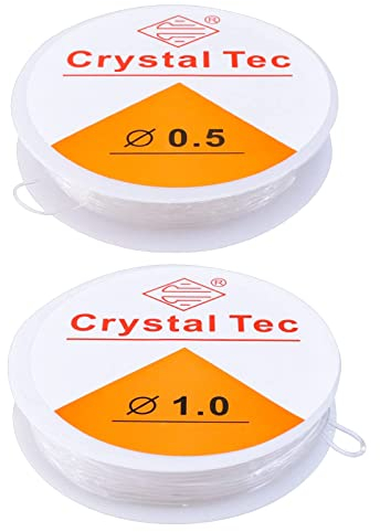 Redamancy Filo Elastico Braccialetti, 2 Rotoli Filo Nylon Trasparente, 18 m / 5 m, 0.5/1 mm Filo per Perline Trasparente, Filo Elastico per Bracciali per Collane, Creazione e Artigianato di Gioielli