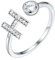 SILVERCUTE Silber 925 Offener Ring mit Zirkonia Buchstaben Damen Initiale H verstellbar Statement Ring Finger Schmuck Accessoire für Valentinstag Weihnachten