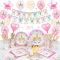 Decoración Unicornio Cumpleaños Niña, Decoration Table Anniversaire Festa Unicorno,Globos Unicorno Festa Compleanno con Platos, Mantel, Servilletas Papel, Vasos, Unicornios Para Niñas Cumpleaños