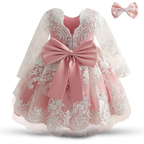 TTYAOVO Bambino Ragazza Fiore Pizzo Principessa tutù Vestire Taglia(90) 12-24 Mesi 790 Rosa-c
