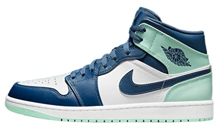 Air Jordan 1 Mid Mystic Navy Mint Foam Style Code: 554724-413, Mystic Navy Mint Foam White, 8.5 UK