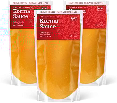 Korma Curry Sauce | 3 x 350g Packs | Ready to use British Indian Restaurant Style Korma Sauce | Heat & Eat - Ready in Minutes | East At Home