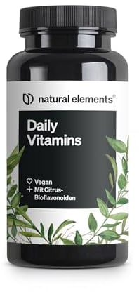 Daily Vitamins – 120 cápsulas multivitamínicas – todas las vitaminas A-K – perfecto para deportistas – vegano, alta dosificación, sin aditivos – producido y probado en laboratorio en Alemania