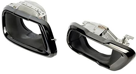Auto Auspuffrohr 1 Paar Chrom-Schwarz-Auspuffblenden-Set Endrohrverkleidung passend für BMW X5 G05 Sport 2019+ Auto Auspuff düse