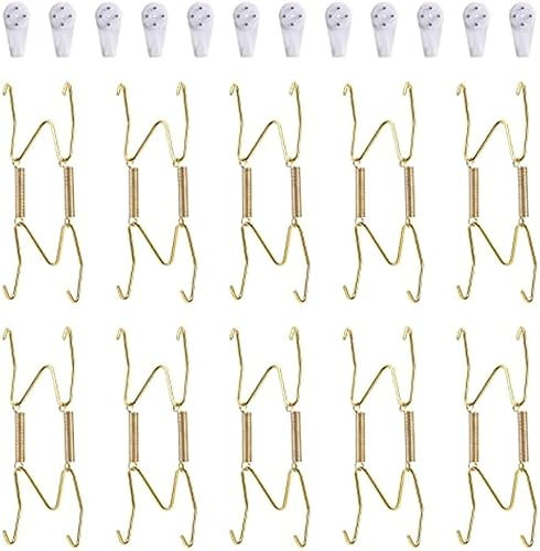 Paquete de 10 perchas para platos, perchas de pared de 4 pulgadas y 12 ganchos de pared, compatibles con platos decorativos de 4 a 4.5 pulgadas, porcelana antigua, platos antiguos y artes (4 pulgadas)