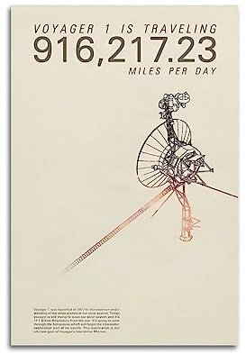 LCHF Vintage-Weltraum-Poster VOYAGER 1 IS TRAVELING 916, 217,23 Meilen pro Tag, dekoratives Gemälde, Leinwand, Wandposter und Kunstbild, modernes Familien-Schlafzimmer, Dekor-Poster, 60 x 90 cm