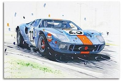 NOHF Klassisches Sportwagen-Poster für Ford GT40, Wandkunstdruck, Retro, ästhetische Raumdekoration, 20 x 30 cm, ungerahmter Stil