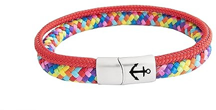 Bracciale originale Tidewisp, unisex, con chiusura magnetica di sicurezza in acciaio inox e incisione ad ancora, design multifilo, paracord, diametro 8 mm, realizzato a mano, 19 cm - 24 cm, Corda