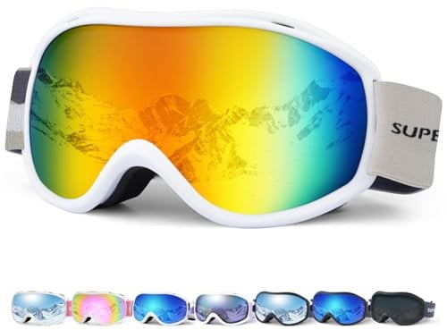Supertrip Lunettes de ski pour adulte (monture blanche/verres orange (VLT 12 %))