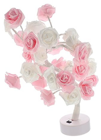 OSALADI Rosen baum Rose Batterielichter LED-Lampe in Rosenbaumform led rosenbäumchen bürodeko warm light dekorative Lampe Nachttischlampe Dekorative Lichter Nachtlicht PVC