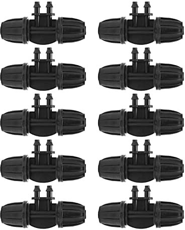 Tomotato 10 Pezzi Raccordi per Irrigazione con Spinato, Connettori a T Giardino per Tubo 8/12 a 4/7, Connettore Tubo a 4 Vie con Spinato Bloccato per Irrigazione a Goccia