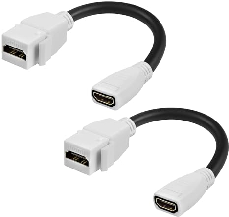 XMSJSIY HDMI Keystone Jack Koppler Buchse auf Buchse Adapter Snap-in für Keystone Wandplatte 4K@60Hz High Speed Connecotr Unterstützung -18CM/7.08 Zoll 2 PCS